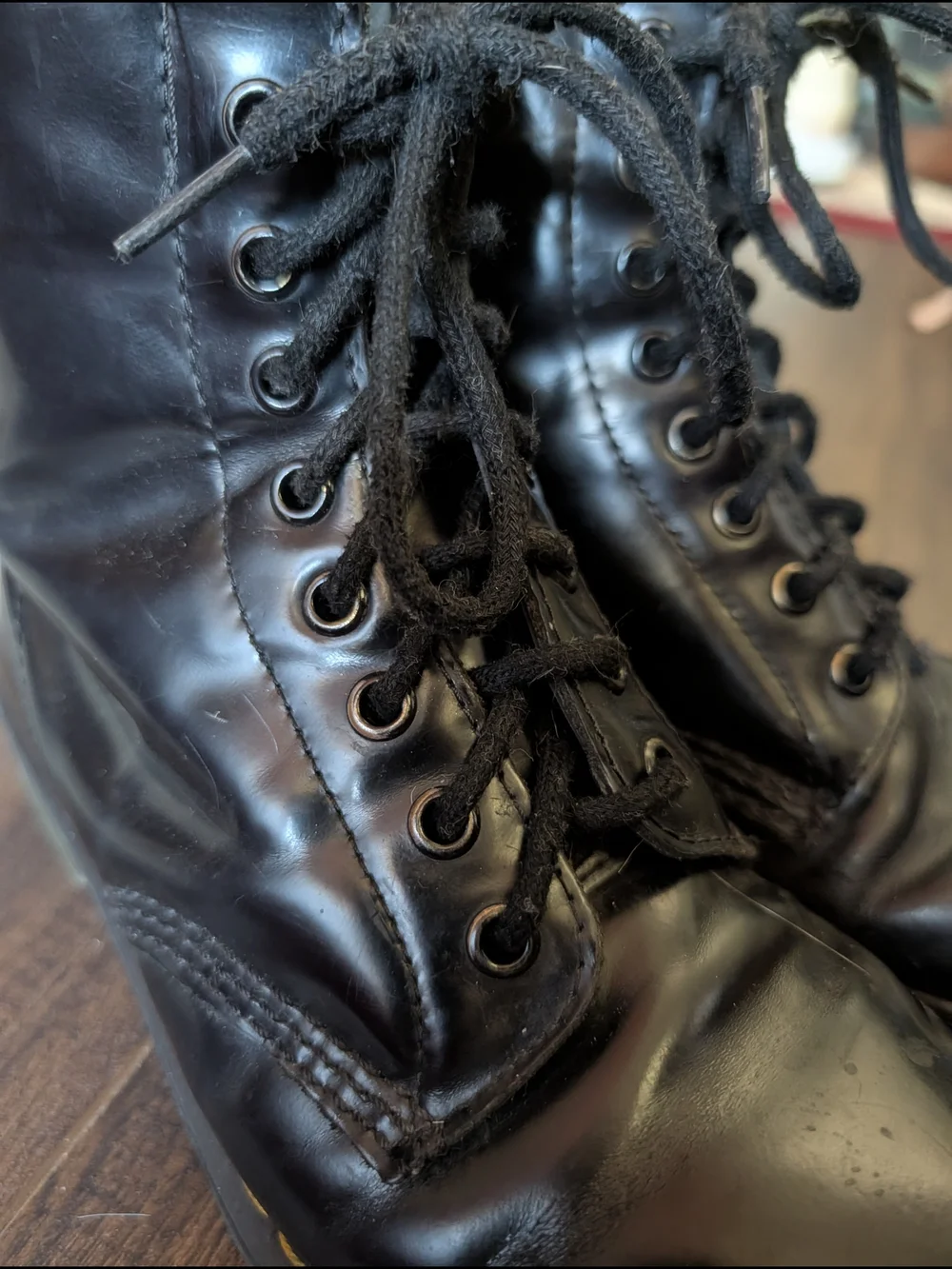 Dr. Martens 1460 Black Patent Leather Lace-Up Ankle Combat Boots US Mens 8
